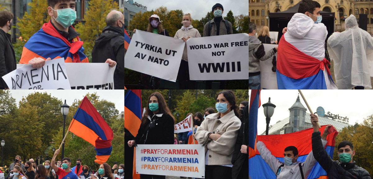 Ցույց Օսլոյում՝ ի պաշտպանություն Հայաստանի և Արցախի՝ Նորվեգիայի խորհրդարանի առջև